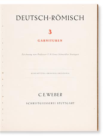[SPECIMEN BOOK — F.H. ERNST SCHNEIDLER]. Deutsch-Römisch. Stuttgart: C. E. Weber, circa 1926.